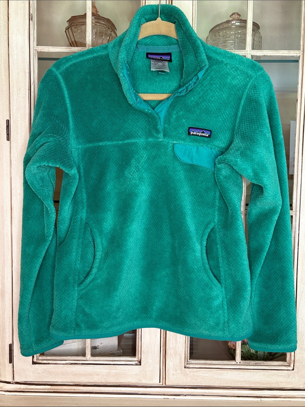 EUC Patagonia Teal Green Fleece Snap-Pullover
